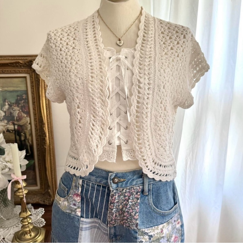 White Crochet Cardigan